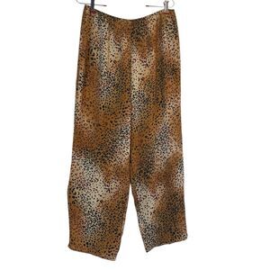 Jaclyn Smith Leopard Sheer Lounge Pants L Y2K Wide Leg Mesh Vintage Fall